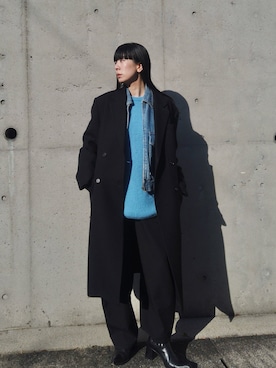 「アイテム（ステンカラーコート）」を使った、RIKAさん（レディース・168cm・30代）の冬コーディネート