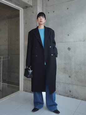 「アイテム（スリッポン）」を使った、RIKAさん（レディース・168cm）の冬コーディネート