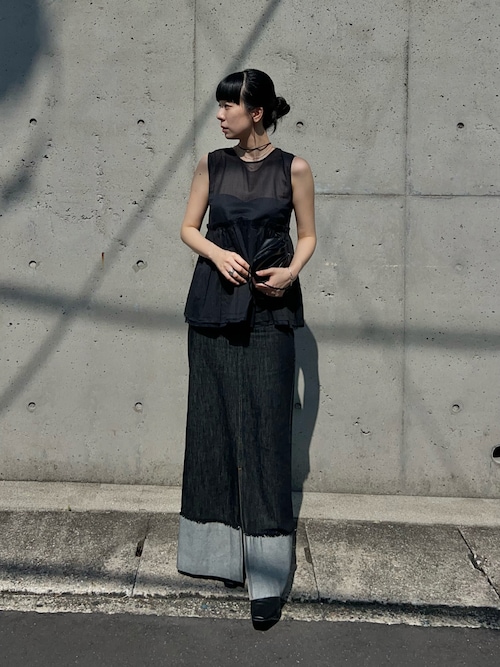 anuke タンクトップ ノースリーブ Sheer Peplum Tops レディース