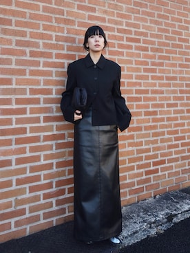 「アイテム（スカート）」を使った、RIKAさん（レディース・168cm）の冬コーディネート