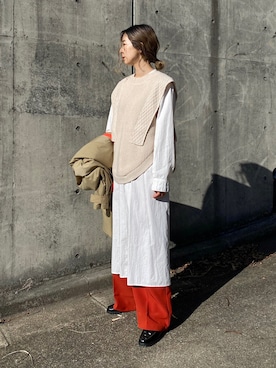 「IENA（イエナ）のアイテム」を使った、RIKAさん（レディース・168cm）の冬コーディネート