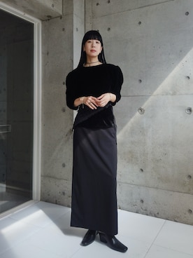「ロングスカート」｜「アイテム（シャツ/ブラウス）」を使った、RIKAさん（レディース・168cm・30代）の秋コーディネート