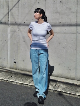 「GAP（ギャップ）のアイテム（トップス）」を使った、RIKAさん（レディース・168cm）の夏コーディネート