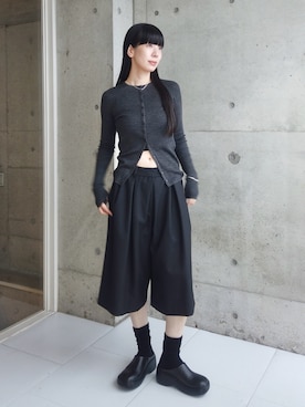「TODAYFUL（トゥデイフル）のSilkwool Knit Cardigan（カーディガン/ボレロ、グレー系）」を使った、RIKAさん（レディース・168cm）の秋コーディネート