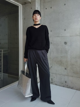 「アイテム（スリッポン）」を使った、RIKAさん（レディース・168cm）の秋コーディネート