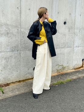 「ゆるニット」｜「アイテム（その他アウター）」を使った、RIKAさん（レディース・168cm）の秋コーディネート