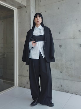 「アイテム（チューブトップ）」を使った、RIKAさん（レディース・168cm）の秋コーディネート