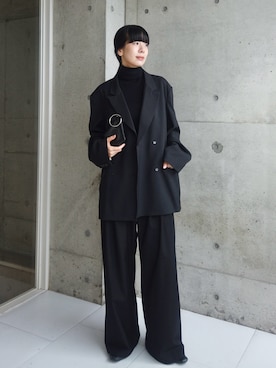 「TODAYFUL（トゥデイフル）のTwill Double Jacket（テーラードジャケット、ブラック系）」を使った、RIKAさん（レディース・168cm）の秋コーディネート