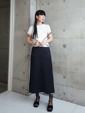 「白Tシャツ」｜RIKAさん（レディース・168cm）の夏コーディネート