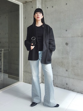 「アイテム（ポーチ）」を使った、RIKAさん（レディース・168cm）の春コーディネート