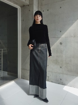 「アイテム（デニムスカート）」を使った、RIKAさん（レディース・168cm）の秋コーディネート