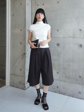 「H&M（エイチ・アンド・エム）のアイテム（トップス、ホワイト系）」を使った、RIKAさん（レディース・168cm）の夏コーディネート