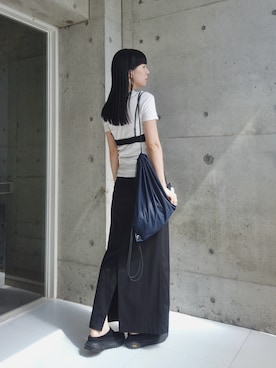 「PETIT BATEAU（プチバトー）のクルーネック半袖Ｔシャツ（Tシャツ/カットソー）」を使った、RIKAさん（レディース・168cm）の夏コーディネート
