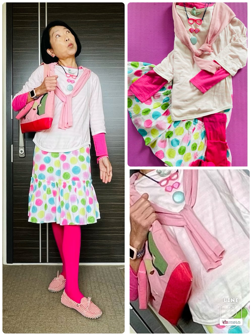 「BEAMS BOYのアイテム（Tシャツ/カットソー、ピンク系）」を使った、Misono Moriyamaさん（レディース・161cm）の春コーディネートの1枚目の写真