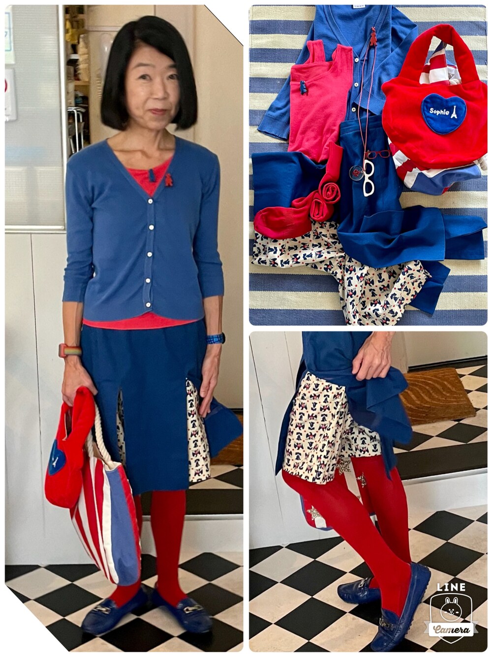 「USA usedのアイテム（スカート、ブルー系）」を使った、Misono Moriyamaさん（レディース・161cm）の春コーディネートの1枚目の写真