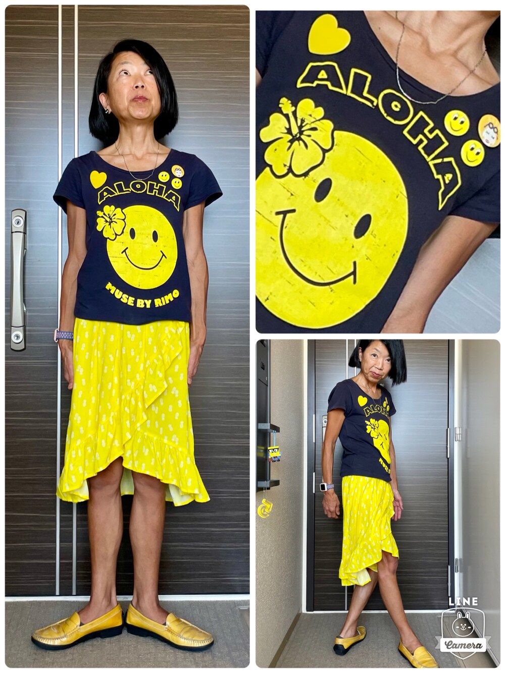 「Plazaのアイテム（Tシャツ/カットソー、ブルー系）」を使った、Misono Moriyamaさん（レディース・161cm）の秋コーディネートの1枚目の写真