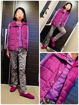 「アイテム（ダウンベスト）」を使った、Misono Moriyamaさん（レディース・161cm）の秋コーディネート