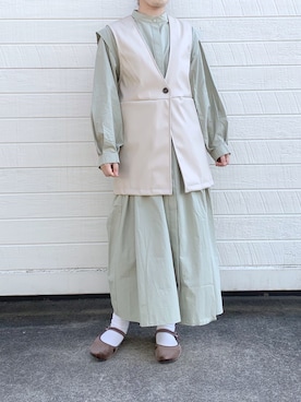 「ベストコーデ」｜「アイテム（シャツワンピース）」を使った、s h i  iさん（レディース・162cm）の春コーディネート