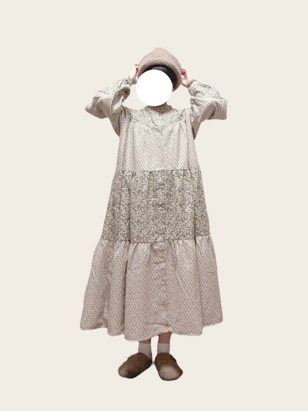 「今日のコーデ、低身長コーデ、ワンピース、154cm、Samansa Mos2」｜「Samansa Mos2のアイテム（ワンピース/ドレス、ベージュ系）」を使った、minnさん（レディース・154cm）の冬コーディネートの1枚目の写真