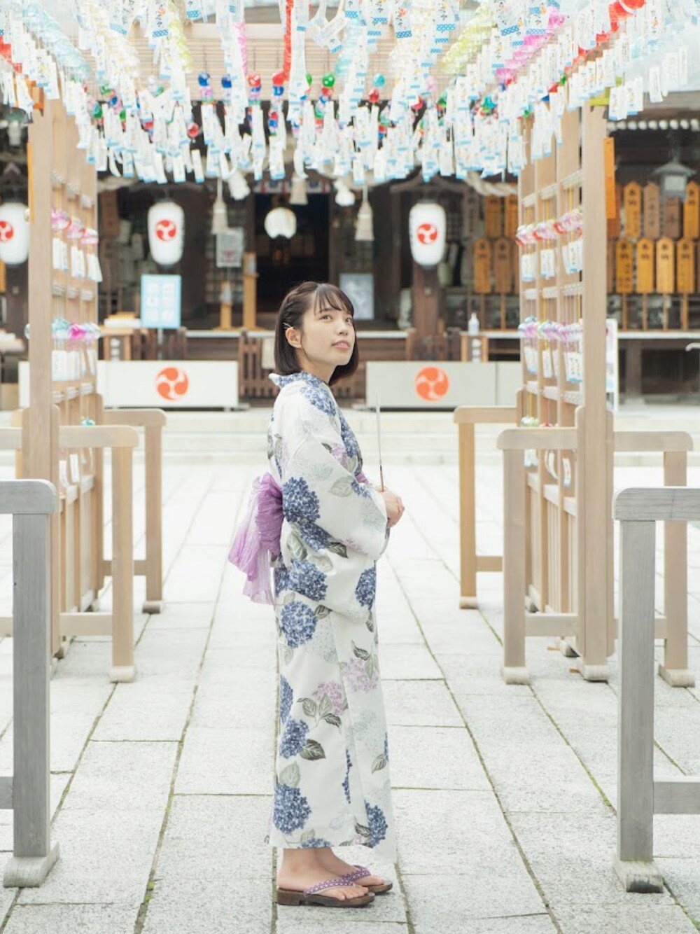 「浴衣、浴衣女子、兵児帯、低身長、154cm、淡色コーデ、淡色女子、風鈴、夏、低身長女子、ナチュラル、ナチュラルガーリー、Dita」｜「Ditaのアイテム（浴衣、ホワイト系）」を使った、minnさん（レディース・154cm）の秋コーディネートの1枚目の写真