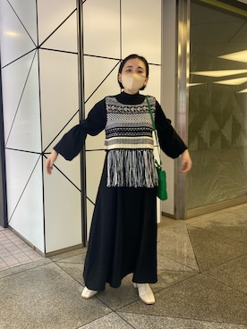 「ブラック×ホワイト」｜「アイテム（ブーツ）」を使った、mari.kana_lemageさん（レディース・150cm）の秋コーディネート
