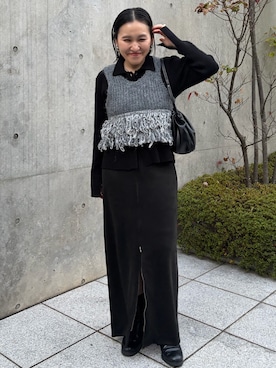 「アイテム（カーディガン/ボレロ）」を使った、mari.kana_lemageさん（レディース・150cm・30代）の冬コーディネート