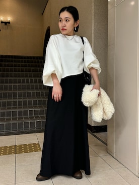 「CAPRICIEUX LE'MAGE（カプリシューレマージュ）のリブ切替ショートブーツ（パンプス）」を使った、mari.kana_lemageさん（レディース・150cm）の秋コーディネート