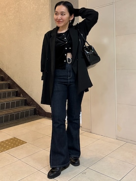 「アイテム（Tシャツ/カットソー）」を使った、mari.kana_lemageさん（レディース・150cm・30代）の冬コーディネート