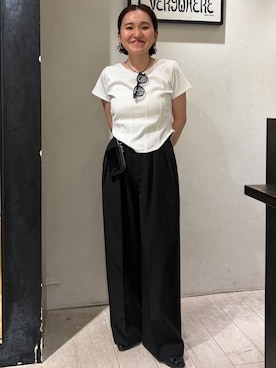 「CAPRICIEUX LE'MAGE（カプリシューレマージュ）のスクエアメガネ（サングラス、グレー系）」を使った、mari.kana_lemageさん（レディース・150cm）の春コーディネート