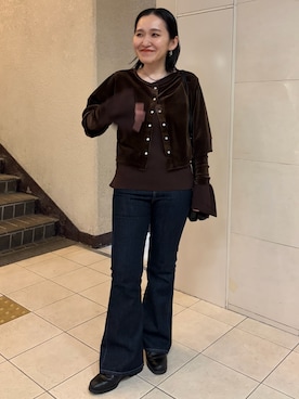 「アイテム（Tシャツ/カットソー）」を使った、mari.kana_lemageさん（レディース・150cm・30代）の冬コーディネート