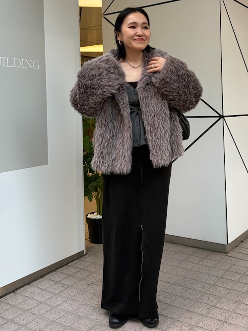 カプリシュレマージュ MIXファースタンドカラーコート セール】【サイズ展開あり/軽量】MIXファースタンドカラーコート