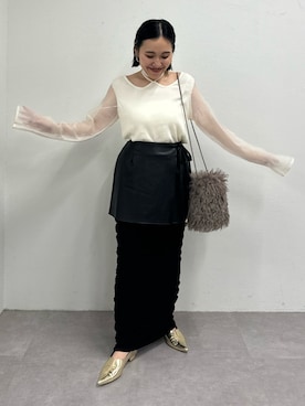 「CAPRICIEUX LE'MAGE（カプリシューレマージュ）のレザーラップスカート（スカート）」を使った、mari.kana_lemageさん（レディース・150cm）の夏コーディネート