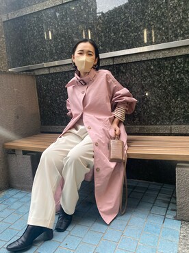 「ほめられ本命コーデ」｜「アイテム（トレンチコート）」を使った、mari.kana_lemageさん（レディース・150cm）の冬コーディネート