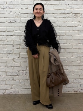 「アイテム（その他アウター、ブラウン系）」を使った、mari.kana_lemageさん（レディース・150cm）の冬コーディネート