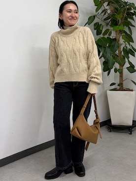 「アイテム（ニット/セーター）」を使った、mari.kana_lemageさん（レディース・150cm）の秋コーディネート