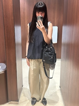 「アイテム（チノパンツ）」を使った、Mieさん（レディース・160cm）の夏コーディネート