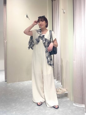 「LOWRYS FARM（ローリーズファーム）の【500mlペットボトル収納可】タックボストンＢＡＧ　1049023（ボストンバッグ、ブラック系）」を使った、kanamiさん（レディース）の夏コーディネート