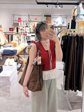 「LOWRYS FARM（ローリーズファーム）のヤワラカルイ２ＷＡＹショルダーＢＡＧ 115210（ショルダーバッグ、ブラウン系）」を使った、kanamiさん（レディース）の春コーディネート