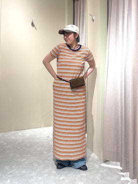 「LOWRYS FARM（ローリーズファーム）のワイドストレートデニムパンツ　607883（デニムパンツ、ブルー系）」を使った、kanamiさん（レディース）の春コーディネート