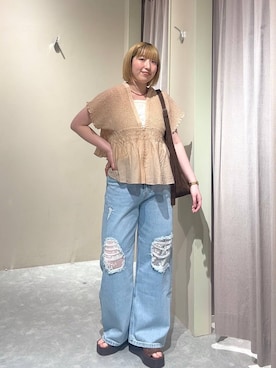 「LOWRYS FARM（ローリーズファーム）のヤワラカルイ２ＷＡＹショルダーＢＡＧ 115210（ショルダーバッグ、ブラウン系）」を使った、kanamiさん（レディース）の春コーディネート