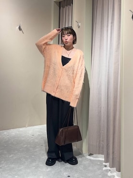 「LOWRYS FARM（ローリーズファーム）のシャギーロングＶカーディガン　595935（カーディガン/ボレロ）」を使った、kanamiさん（レディース・159cm）の秋コーディネート
