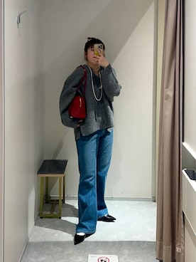 「LOWRYS FARM（ローリーズファーム）のメランジフードニットプルオーバー  581131（ニット/セーター）」を使った、kanamiさん（レディース・159cm）の秋コーディネート