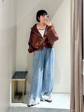 「LOWRYS FARM（ローリーズファーム）のリボンツキカップキャミ 1067152（キャミソール、ホワイト系）」を使った、kanamiさん（レディース）の秋コーディネート