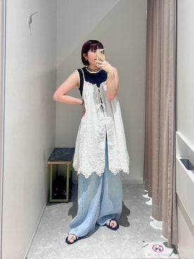 「LOWRYS FARM（ローリーズファーム）のハイショクタンク　 574839（タンクトップ、ブラック系）」を使った、kanamiさん（レディース）の夏コーディネート