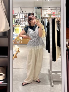 「LOWRYS FARM（ローリーズファーム）の【接触冷感】ベーシックノースリーブ　1043004（Tシャツ/カットソー、ブラック系）」を使った、kanamiさん（レディース）の夏コーディネート
