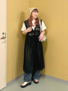 「アイテム（ハンチング/ベレー帽）」を使った、kanamiさん（レディース・159cm）の夏コーディネート