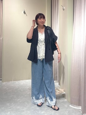 「LOWRYS FARM（ローリーズファーム）のフラップショルダーＢＡＧ 1046881（ショルダーバッグ、ブラック系）」を使った、kanamiさん（レディース）の夏コーディネート