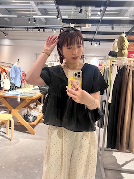 「LOWRYS FARM（ローリーズファーム）のカットイージーコクーンパンツ　292362（スウェットパンツ、ホワイト系）」を使った、kanamiさん（レディース）の夏コーディネート