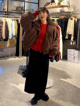 「アイテム（ポロシャツ、レッド系）」を使った、kanamiさん（レディース・159cm）の秋コーディネート