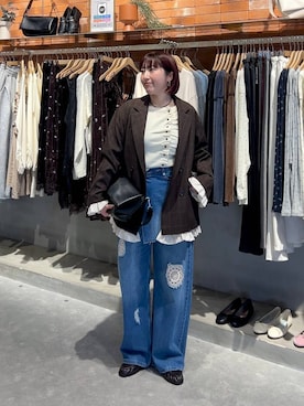 「LOWRYS FARM（ローリーズファーム）のフラップショルダーＢＡＧ 1046881（ショルダーバッグ、ブラック系）」を使った、kanamiさん（レディース）の秋コーディネート